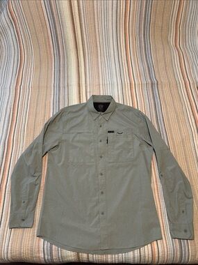 Wrangler Olive Green all terrain gear Long-Sleeve Casual Button-Down Shirt
